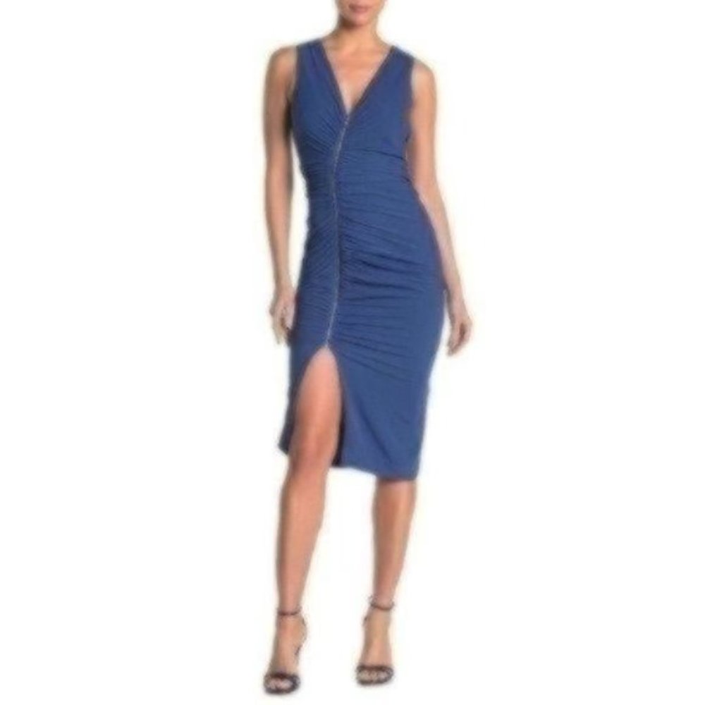 NWT Dress The Population Ivy Ruched Zip Up Dress